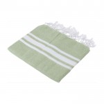 Katoenen pareo-handdoek met franjes kleur lichtgroen tweede weergave