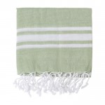 Katoenen pareo-handdoek met franjes kleur lichtgroen derde weergave