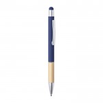 Aluminium pennen met logo en bamboe kleur marineblauw eerste weergave