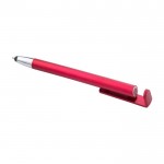 Metallic tactiele pen met mobiele telefoonhouder kleur rood zevende weergave
