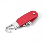Lederen USB-stick met karabijnhaak kleur rood eerste weergave