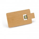 Creditcardvormige USB stick met logo kleur donker hout