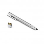 Reclame pennen met touch tip en usb-klikdop kleur zilver