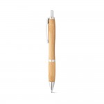 Bedrukte pennen van bamboe en metaal kleur ivoor