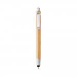 Bamboe touch tip pennen met logo kleur ivoor eerste weergave