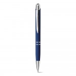 Pen met naam en zachte rubberen afwerking kleur blauw