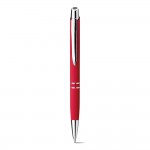 Pen met naam en zachte rubberen afwerking kleur rood