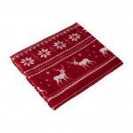 Fleece deken met rendierenprint kleur rood tweede weergave