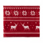 Fleece deken met rendierenprint kleur rood derde weergave