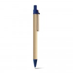 Papieren pen met houten clip kleur blauw eerste weergave