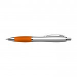 Gerecyclede ABS-pen met rubberen grip en blauwe inkt kleur oranje eerste weergave