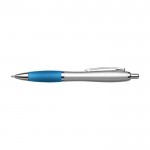 Gerecyclede ABS-pen met rubberen grip en blauwe inkt kleur lichtblauw eerste weergave