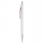 Goedkope pen met metallic drukknop kleur rood