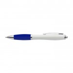 Gerecyclede ABS-pen met rubberen grip en blauwe inkt kleur blauw eerste weergave