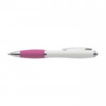 Gerecyclede ABS-pen met rubberen grip en blauwe inkt kleur roze eerste weergave