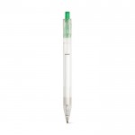 Transparante bedrukte pen met gekleurde drukknop kleur groen eerste weergave
