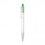 Transparante bedrukte pen met gekleurde drukknop kleur groen tweede weergave