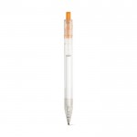 Transparante bedrukte pen met gekleurde drukknop kleur oranje eerste weergave