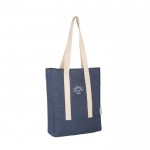 Denim tas met binnenzak en lange hengsels van 300 g/m² kleur blauw afbeelding met logo