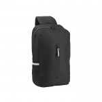 Gevoerde RPET-schoudertas met reflectoren en voorvak kleur zwart