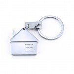 Reclame sleutelhanger in de vorm van een huisje kleur zilver eerste weergave