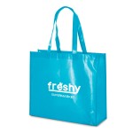 Non-woven shopper van hoge kwaliteit kleur lichtblauw met logo