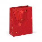 Glanzend tasje met logo van gecoat papier kleur rood