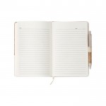 Notitieboek van kurk en linnen met pen kleur bruin vierde weergave