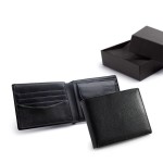 Elegante leren portemonnee met logo kleur zwart weergave meerdere kleuren