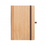 Bamboe en kurk notitieboekje met harde kaft en penhouder A5 kleur naturel eerste weergave