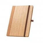 Bamboe en kurk notitieboekje met harde kaft en penhouder A5 kleur naturel