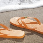 Bedrukte slippers met Braziliaanse vlag kleur oranje vierde weergave
