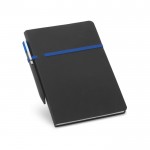 A5 notitieboekje met horizontaal elastiek en pen kleur koningsblauw