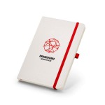 A5 notitieboekje met logo en witte kaft kleur rood met logo