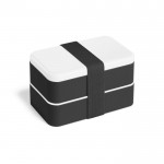 Dubbele lunchbox met afscheider en bestek kleur zwart