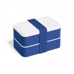 Dubbele lunchbox met afscheider en bestek kleur blauw