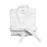 Zachte katoenen badjas met riem en zakken 350 g/m2 kleur wit derde weergave