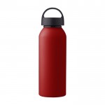 Fles van gerecycled aluminium met matte en handvat 500 ml kleur rood eerste weergave