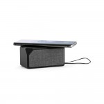 Rechthoekige bedrukte speaker met oplader kleur zwart vierde weergave