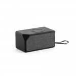Rechthoekige bedrukte speaker met oplader kleur zwart