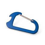 Musketonhaakvormige sleutelhanger met opener kleur blauw