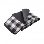Fleece picknickdeken met ruitmotief en draaggreep 180 g/m2 kleur zwart derde weergave