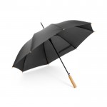Automatische paraplu met logo van gerecycled materiaal kleur zwart
