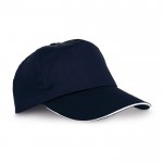 Bedrukte cap met kleurdetail op de klep kleur blauw