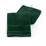 Golf handdoeken bedrukken met logo met metalen haakje kleur groen