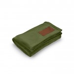 Extra zachte RPET deken met bedrukbare patch 240 g/m2 kleur miliair groen