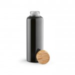Glazen drinkfles met bamboe lekvrij dop 510ml kleur zwart Tweede weergave