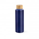Glazen drinkfles met bamboe lekvrij dop 510ml kleur blauw