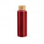 Glazen drinkfles met bamboe lekvrij dop 510ml kleur rood