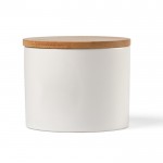 Keukenpot van keramiek met bamboe deksel 525ml kleur wit Derde weergave